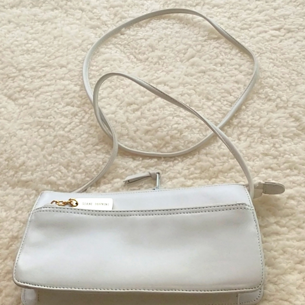Gianni Bernini White Leather Crossbody bag EUC